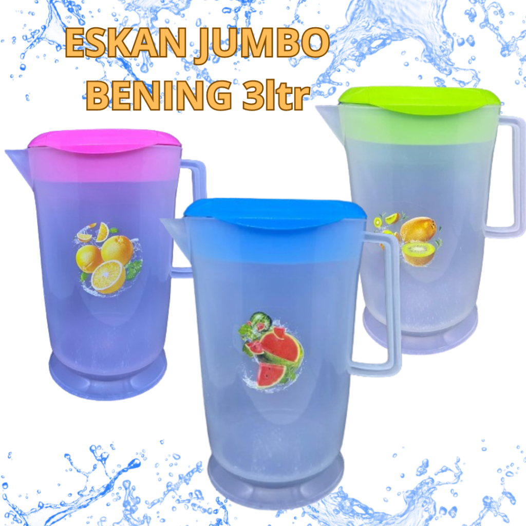 Teko Air Eskan Plastik | Teko Air Jumbo Bening | Water Jug 3 Liter