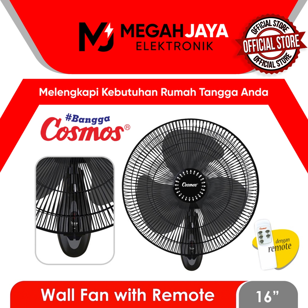 [COD READY] COSMOS WALL FAN / KIPAS ANGIN DINDING + REMOTE 16 WFGR / 16-WFGR / 16WFGR (16 INCH)