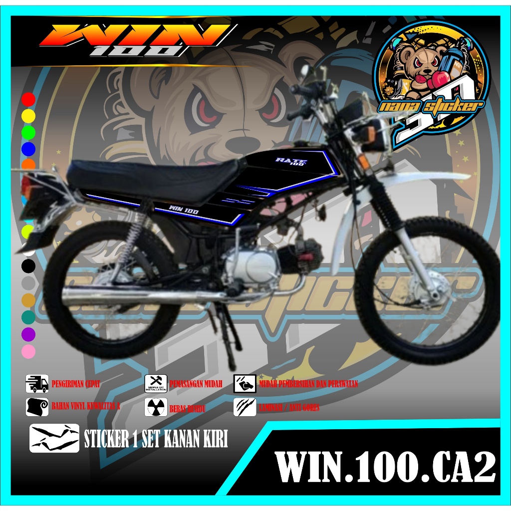 Striping HONDA WIN 100 Variasi Stiker Sticker list body motor HONDA WIN 100 Motif KEREN CODE CA2