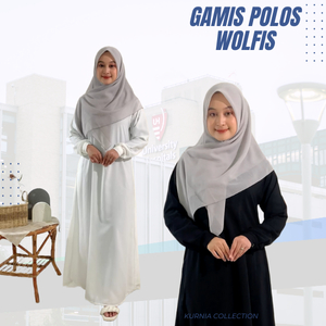 Gamis Dress Abaya Wanita Polos Hitam Putih Premium
