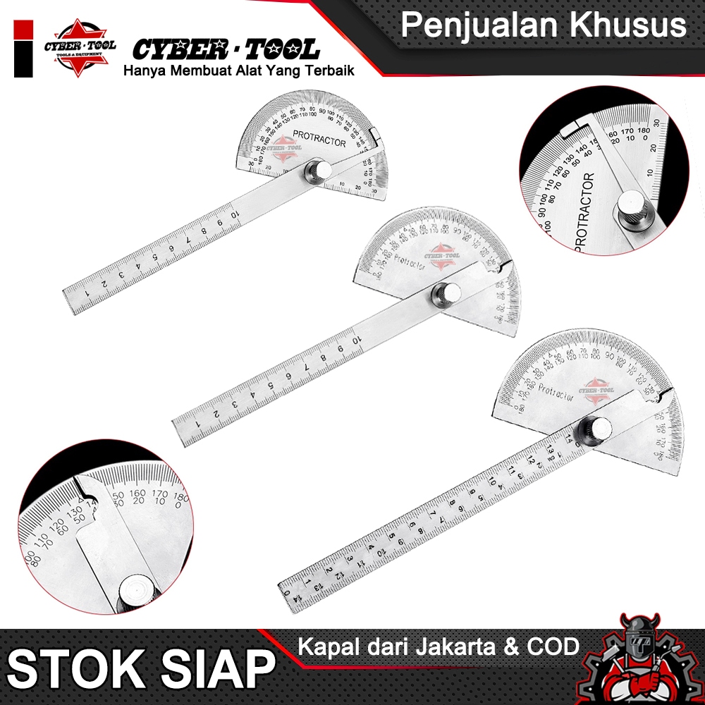 Penggaris Busur 180° Stainless Steel Protractor Angle Ruler