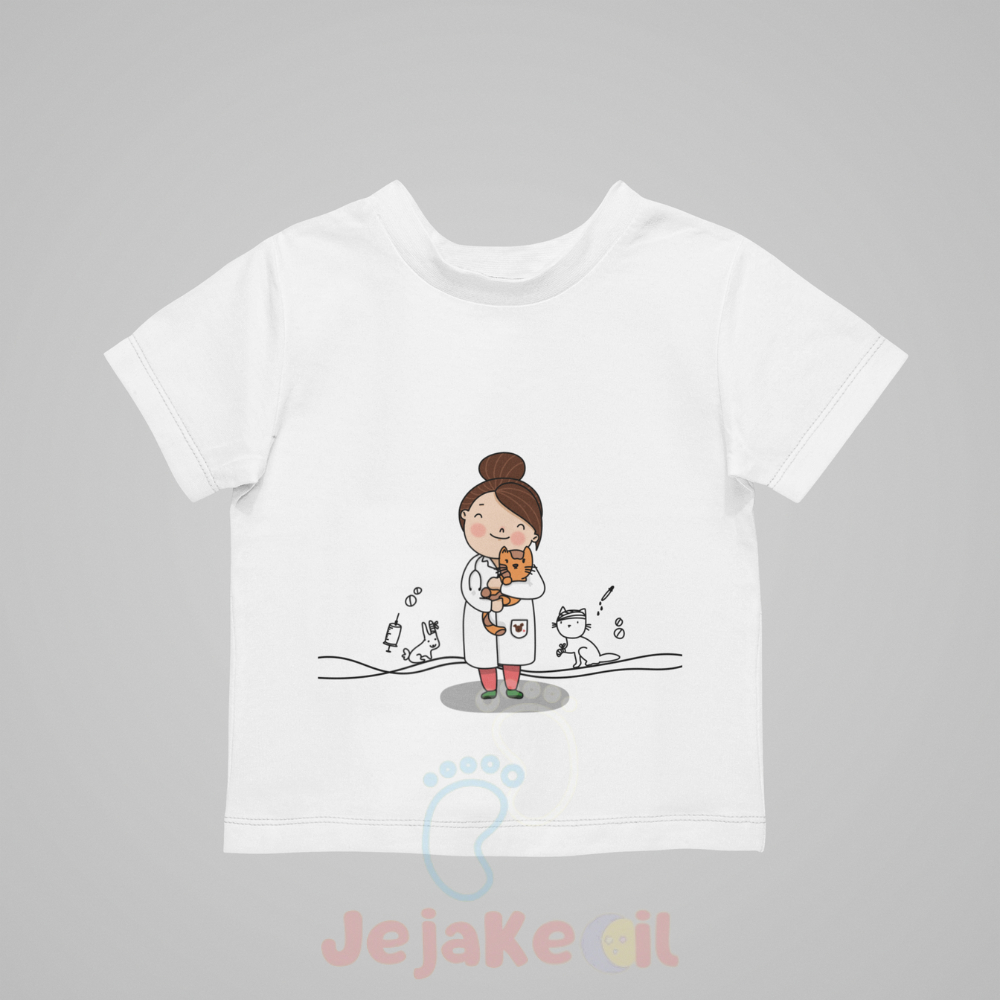 JejaKecil - Fashion anak perempuan kaos atasan gambar profesi dokter hewan lucu menggemaskan