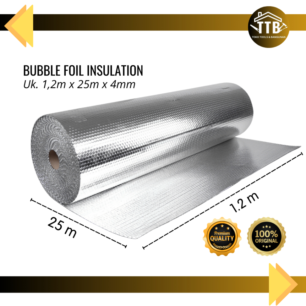 

Premium Bubble foil insulation 1,2M X 25M X 4MM/ Bubble foil peredam panas
