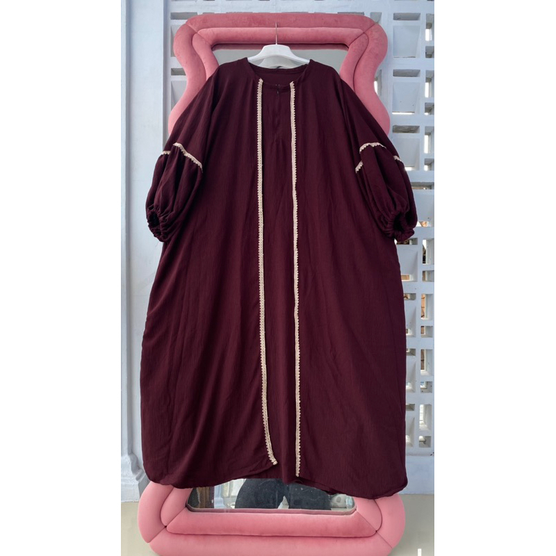 Gamis Abaya renda LD 150 super jumbo BIGSIZE muat bb 90 samapi 135 kg