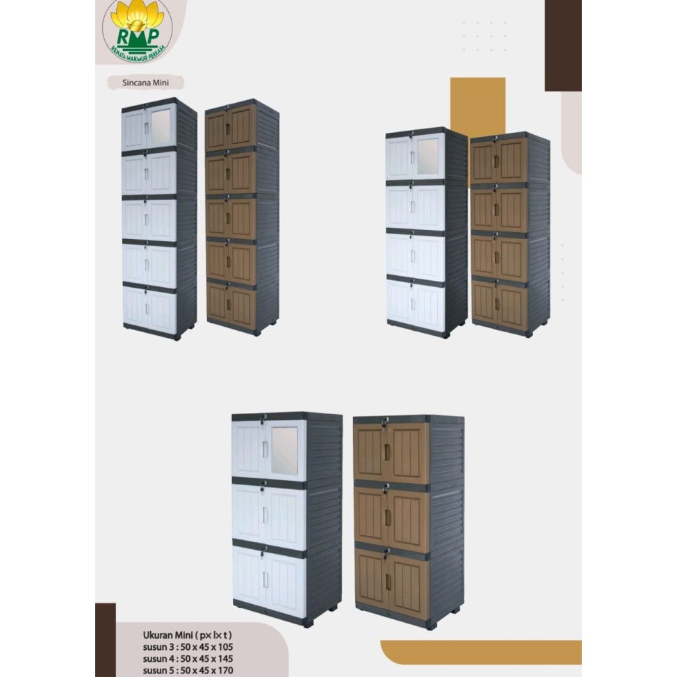 lemari pakaian plastik murah orion sincana mini 3/4/5 susun minimalis full kunci