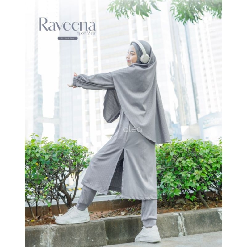 D'Olea Raveena Sport Wear/One Set Bergo Setelan Tunik Celana Set Hijab Pakaian Olahraga Wanita Musli