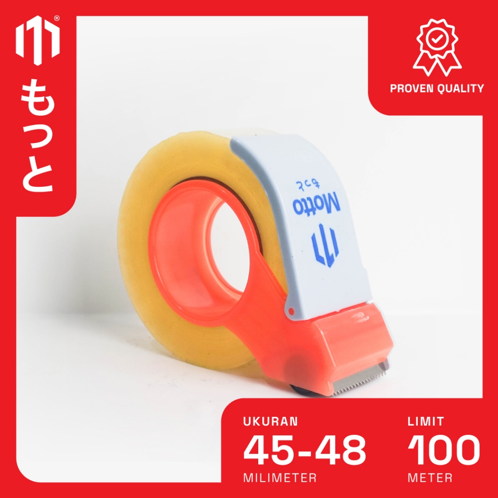 

Dispenser Tape 2 Inch/48mm Panjang Max 100 Yard - Tempat Lakban / Tape Cutter Motto Tape