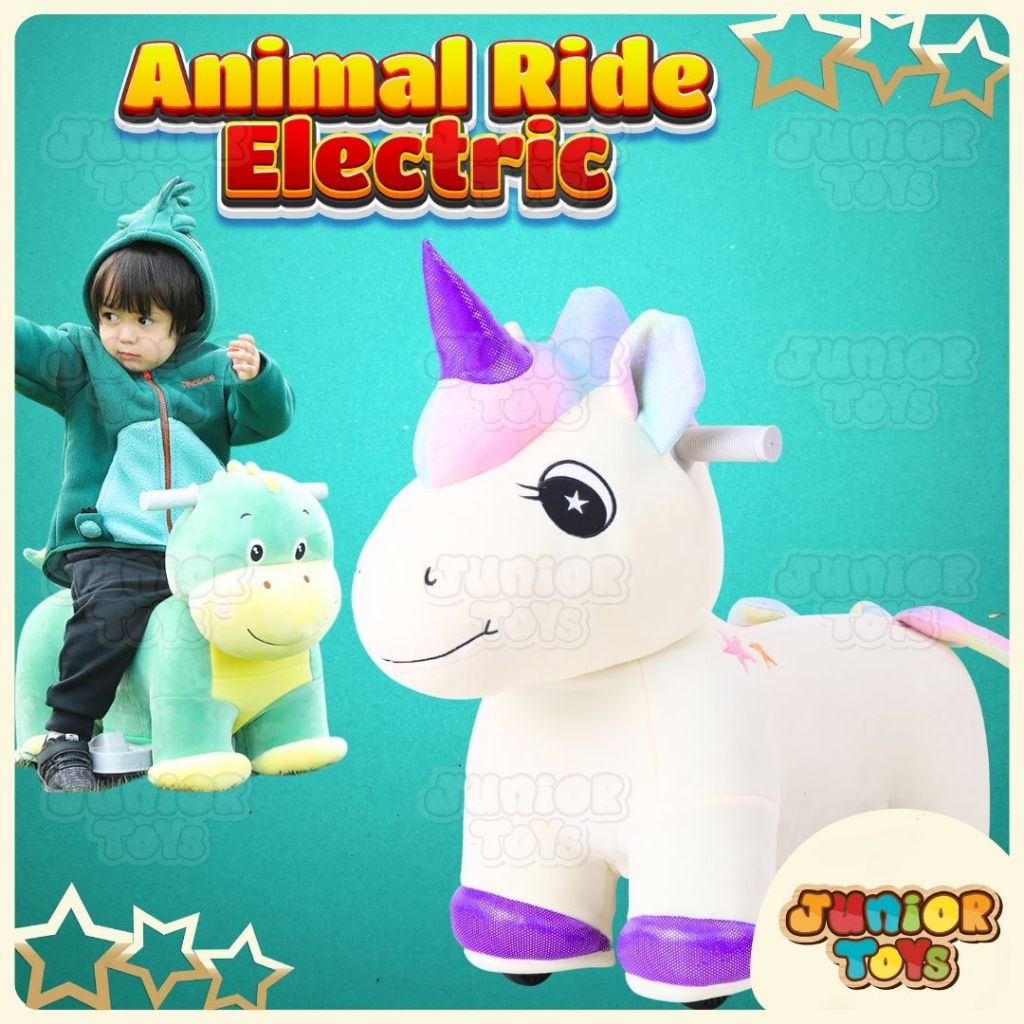 Animal Ride Aki Mainan Kuda Kudaan Anak Elektrik Bisa Dinaiki Dan Berjalan Bunyi Musik Unicorn Dino 