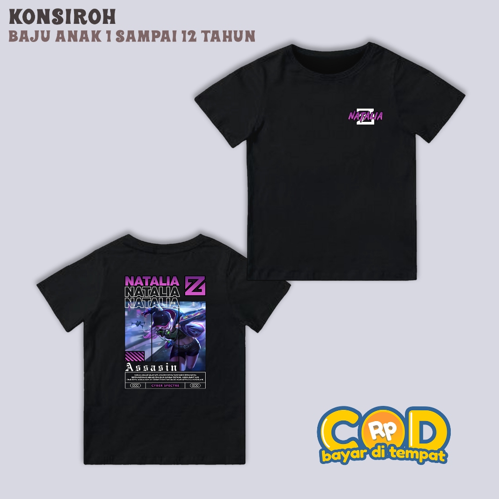 KAOS ANAK - MOBILE LEGEND NATALIA CYBER SPECTRE - KAOS NATALIA ASSASIN - KAOS PREMIUM ANAK ANAK - BA
