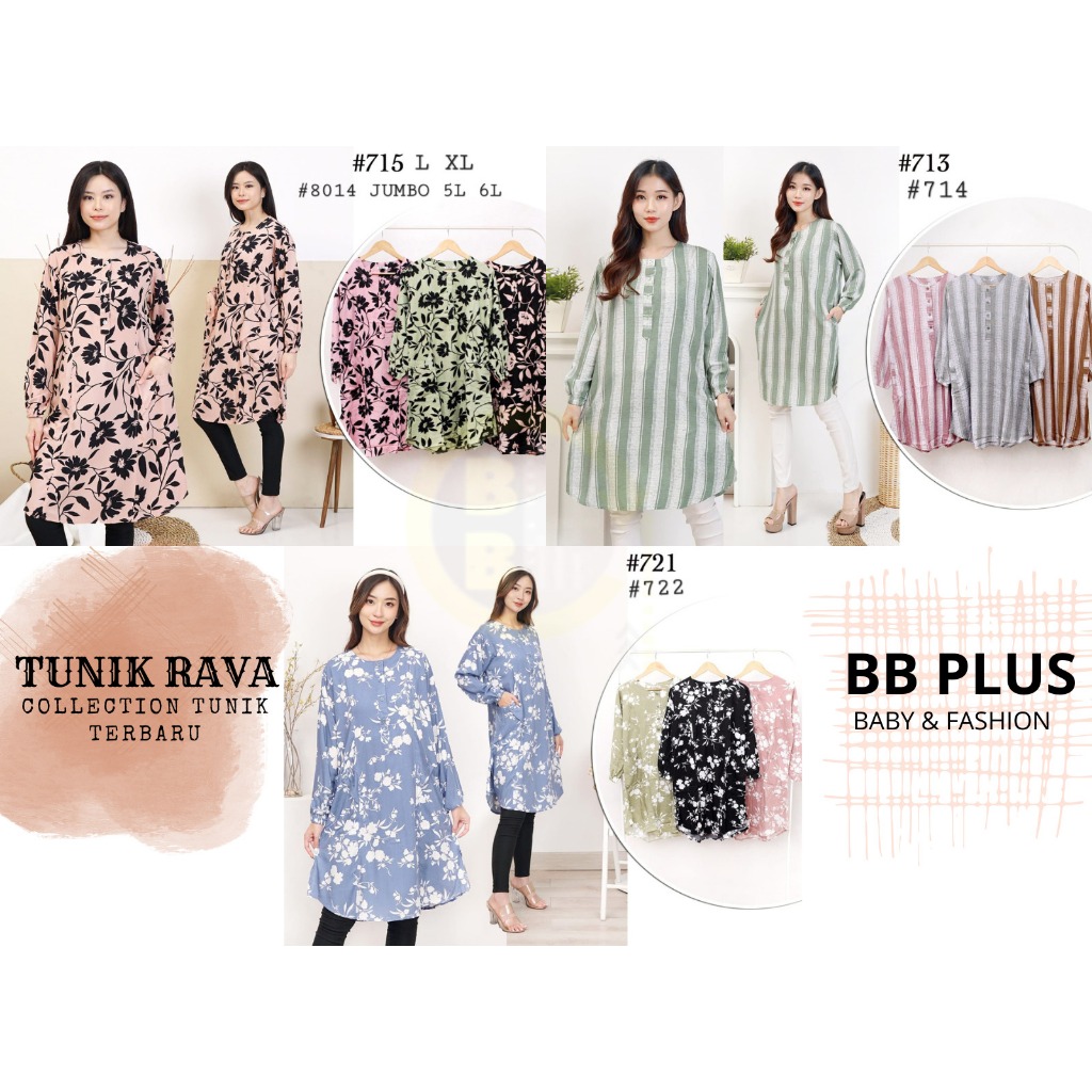 RAVA - TUNIK WANITA DEWASA MOTIF BUNGA TRENDY