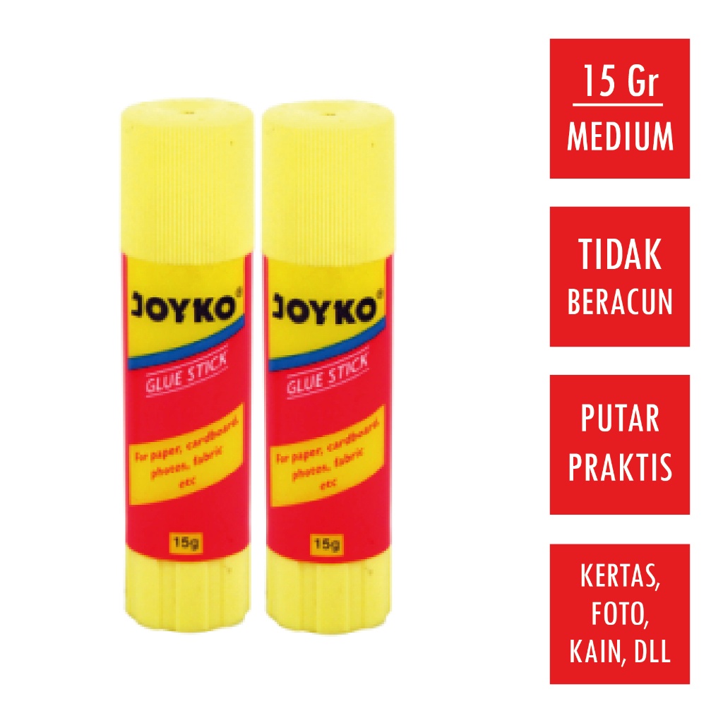 

HEBOH 1 Pcs Glue Stick 15Gr Lem Kertas Stik Putar Kecil 15 Gram Gr JOYKO GS15 GS12 Non Toxic Aman Tidak Beracun