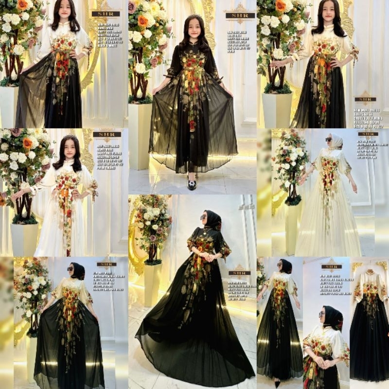 Gamis Couple Ibu & Anak Bunga Classic Ceruty Full Furing Original_SHR