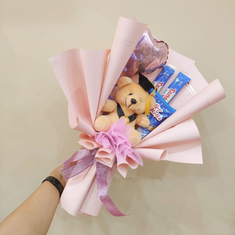 Buket bear wisuda balon bunga lucu/Hampers wisuda/Sovenir wisuda/Hampers snack 0760 | TERMURAH