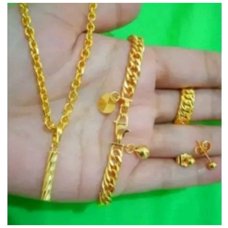 1set perhiasan wanita dewasa komplit berlapis emas anti luntur