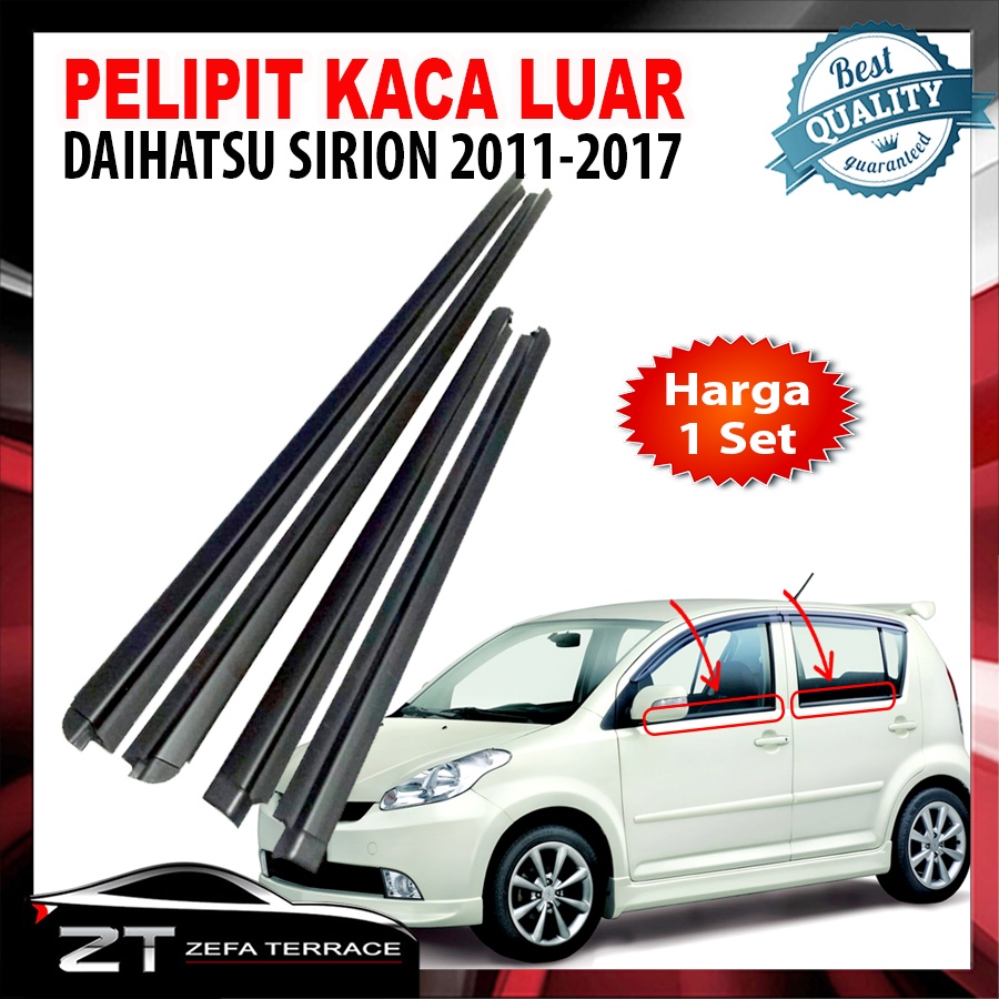 1 Set Karet Pelipit List Kaca Luar Sirion 2011-2017 Weather Strip Daihatsu Sirion Gen2