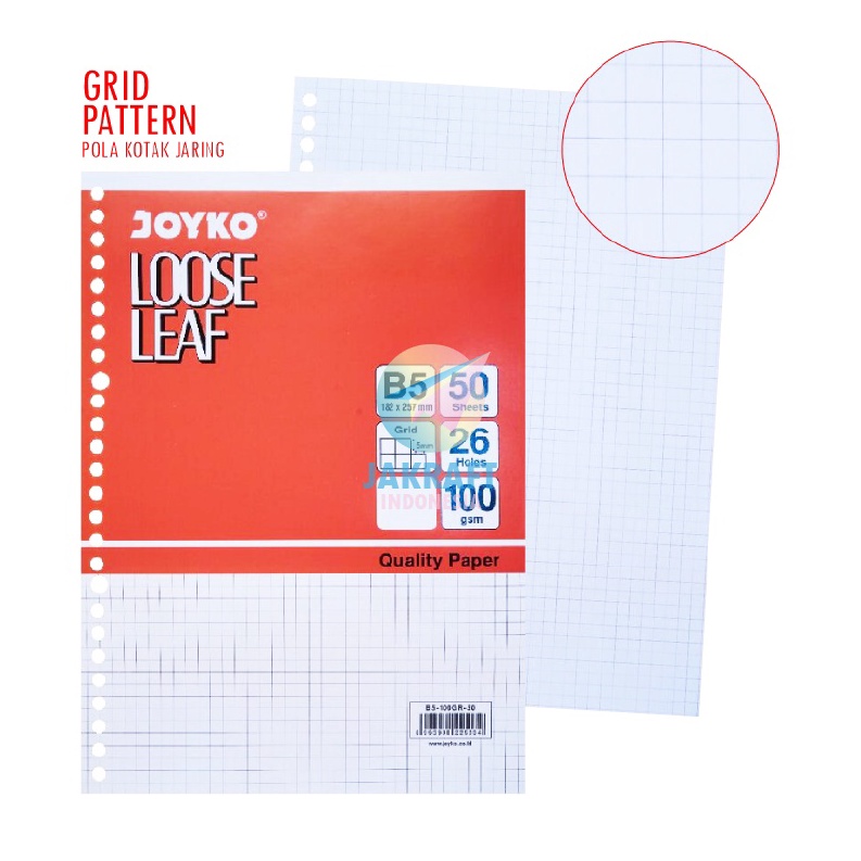 

PROMO BESAR 5 Pcs Kertas Binder File Note Loose Leaf JOYKO B5 Grid Kotak Kecil 26 Lubang Ring Tebal 1 Gsm