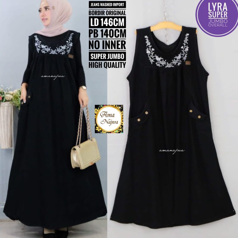 JUMBO LD 140 CM LYRA OVERALL BAJU WANITA JEANS BY AMANAJWA