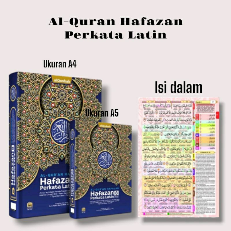 ALQURAN HAFALAN HAFAZAN PERKATA LATIN TAJWID WARNA UKURAN BESAR