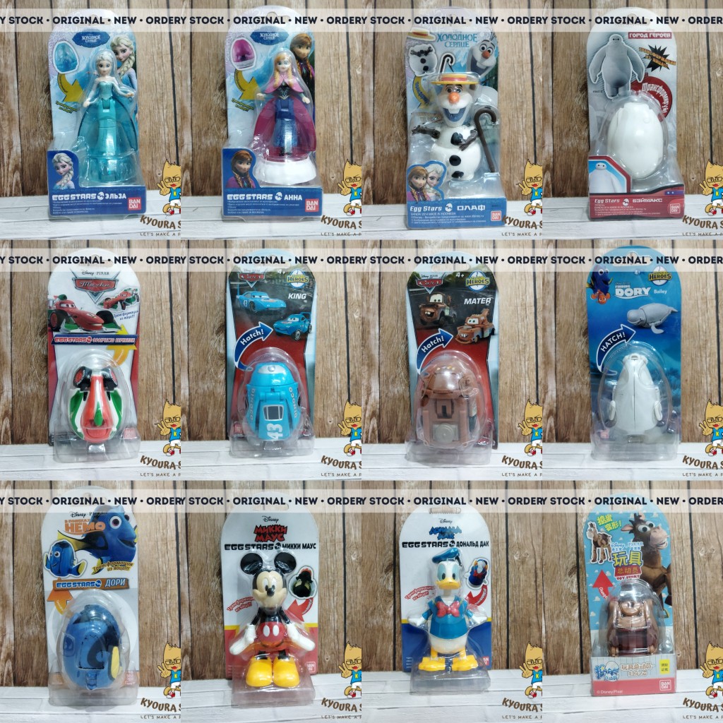 BANDAI Hatch n Heroes Egg Stars Disney Frozen Toy Story Finding Nemo Cars Dinosaur Elsa Anna Olaf Wo