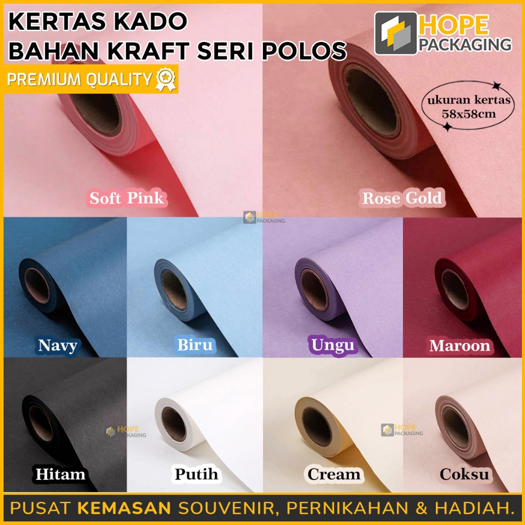 

PRODUCT TERPOPULER Kertas Kado Polos Gift Wrapping Kraft Hampers Cellophane Wrapping Paper Kertas Bucket Bunga Kertas Bucket Bunga Soft Pastel