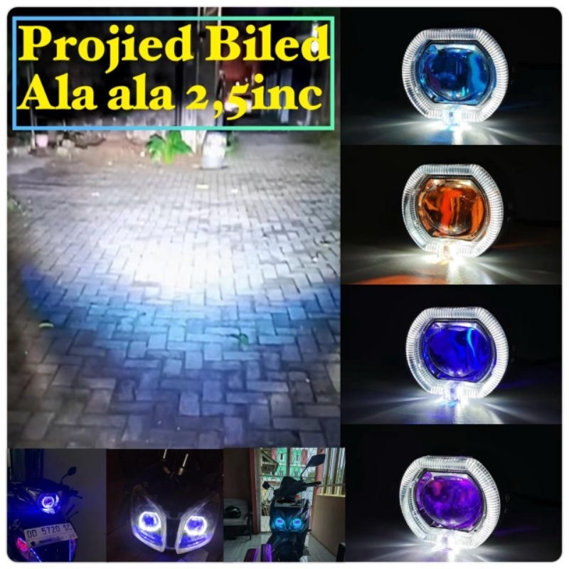 COD lampu depan projie biled mini 2,5 inchi ala ala angel 20watt hi,/low plus senja 12-24volt biled 