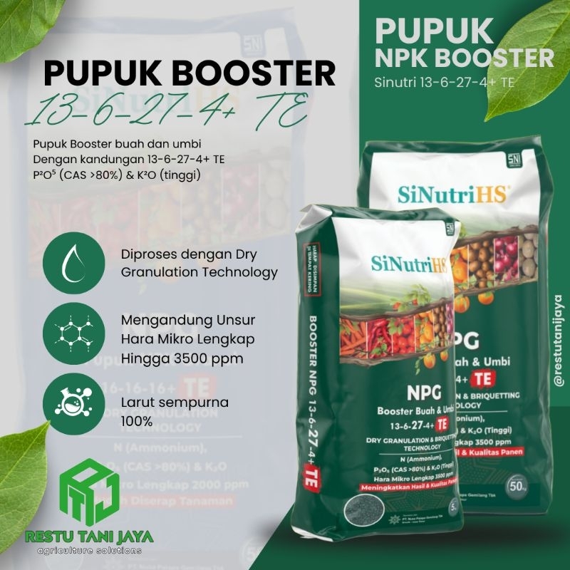 Pupuk NPK Booster 13-6-27-4+TE | Grower | Pembuahan dan pembungaan