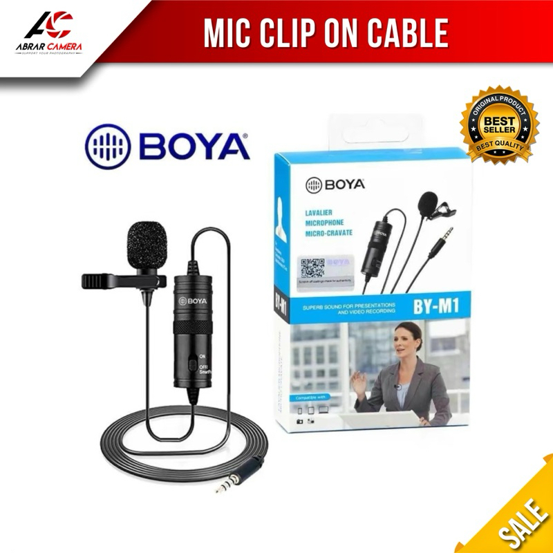 BOYA BY-M1 3.5 MM LAVALIER MICROPHONE Mic Clip On Klip On Youtubers Vlog Mic External motovlog Ori O