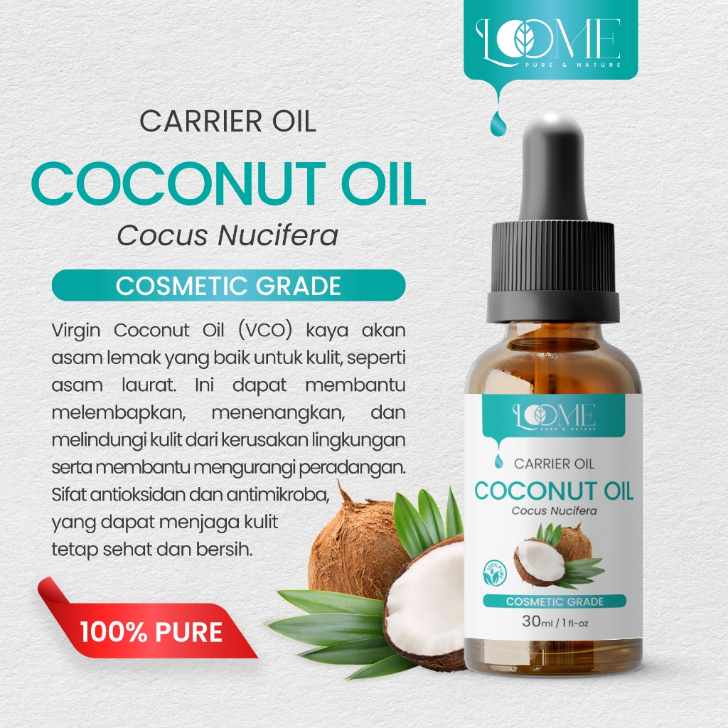 LOOME Virgin Coconut Oil - Minyak Kelapa Murni 100% - Carrier Oil untuk perawatan kulit, wajah & ram