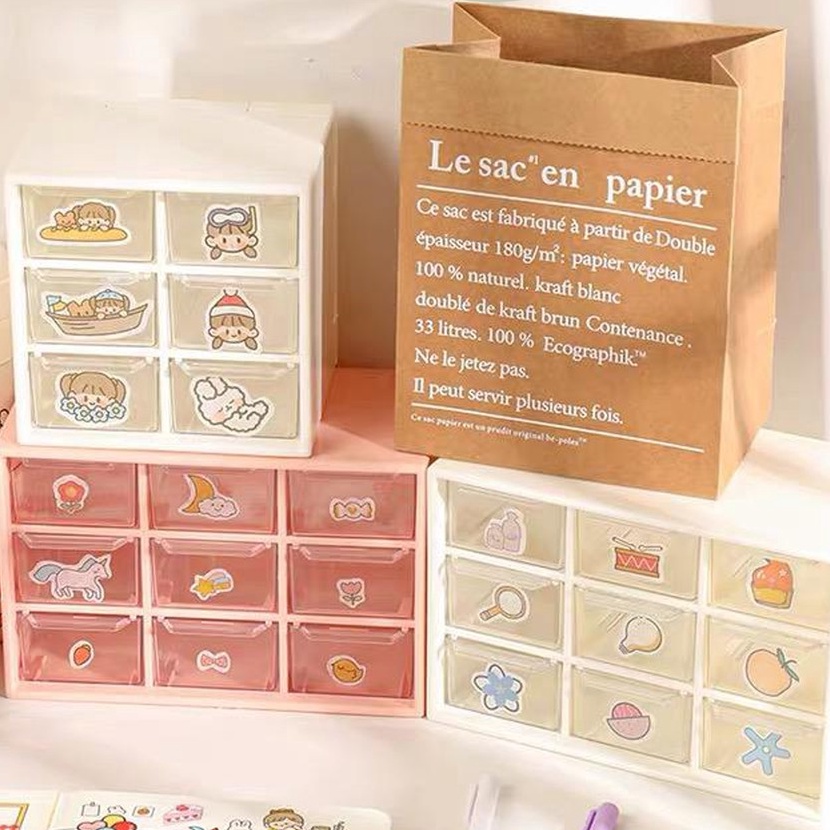 KP8 MILOLI 9 Drawers 6 Drawers Storage Box Mini Drawer Desktop INS Aesthetic Desk  F35