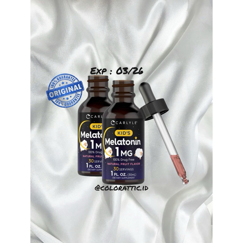 carlyle Kids Melatonin Liquid 1 Fl Oz - Natural Fruit Flavor - Drug Free - From Usa