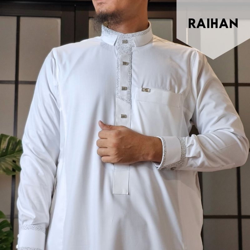 Jubah Al Raz RAIHAN  HARITS Hitam Putih Katun Premium Terbaru Jubah Alraz Manset