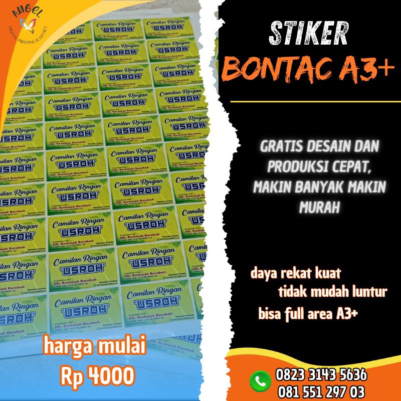 

CETAK STIKER BONTAC/CHROMO A3+