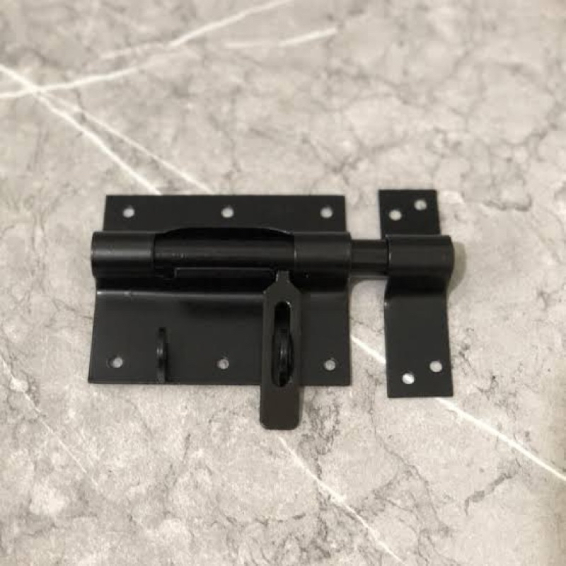 Grendel overpal/ Slot Kunci Pintu jendela Besi Tebal Hitam