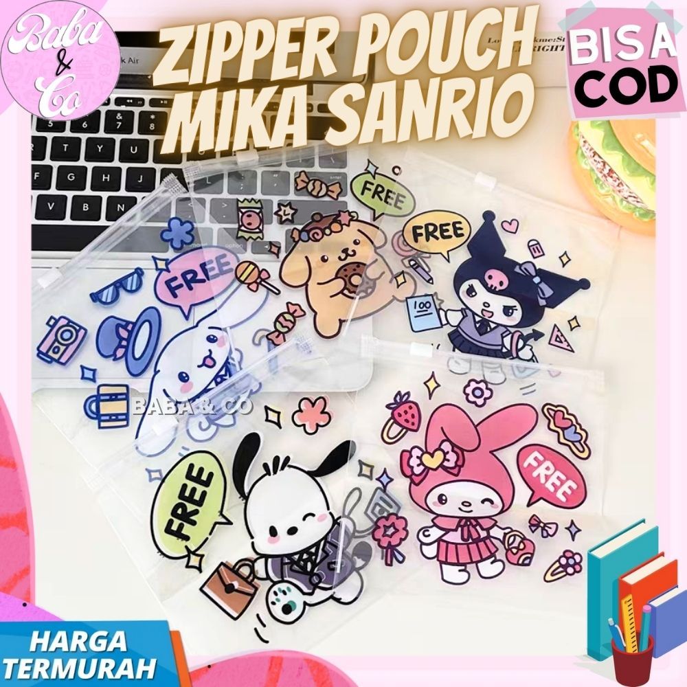 ZIPPER POUCH MIKA SANRIO KANTONG PLASTIK SANRIO MINI LUCU IMU POUCH SANRIO BENING MIKA