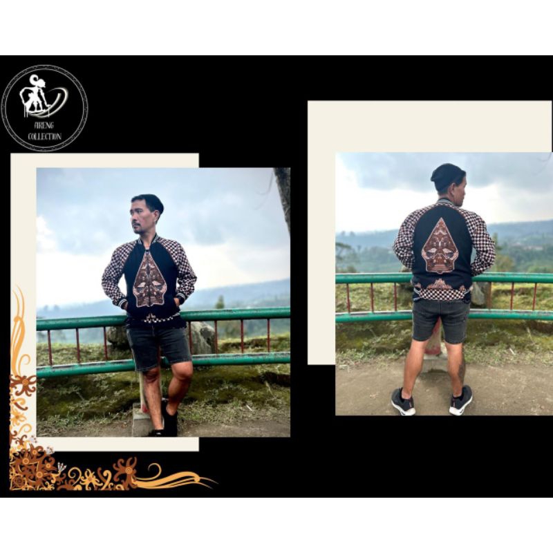 jaket bomber batik  bolak balik modern