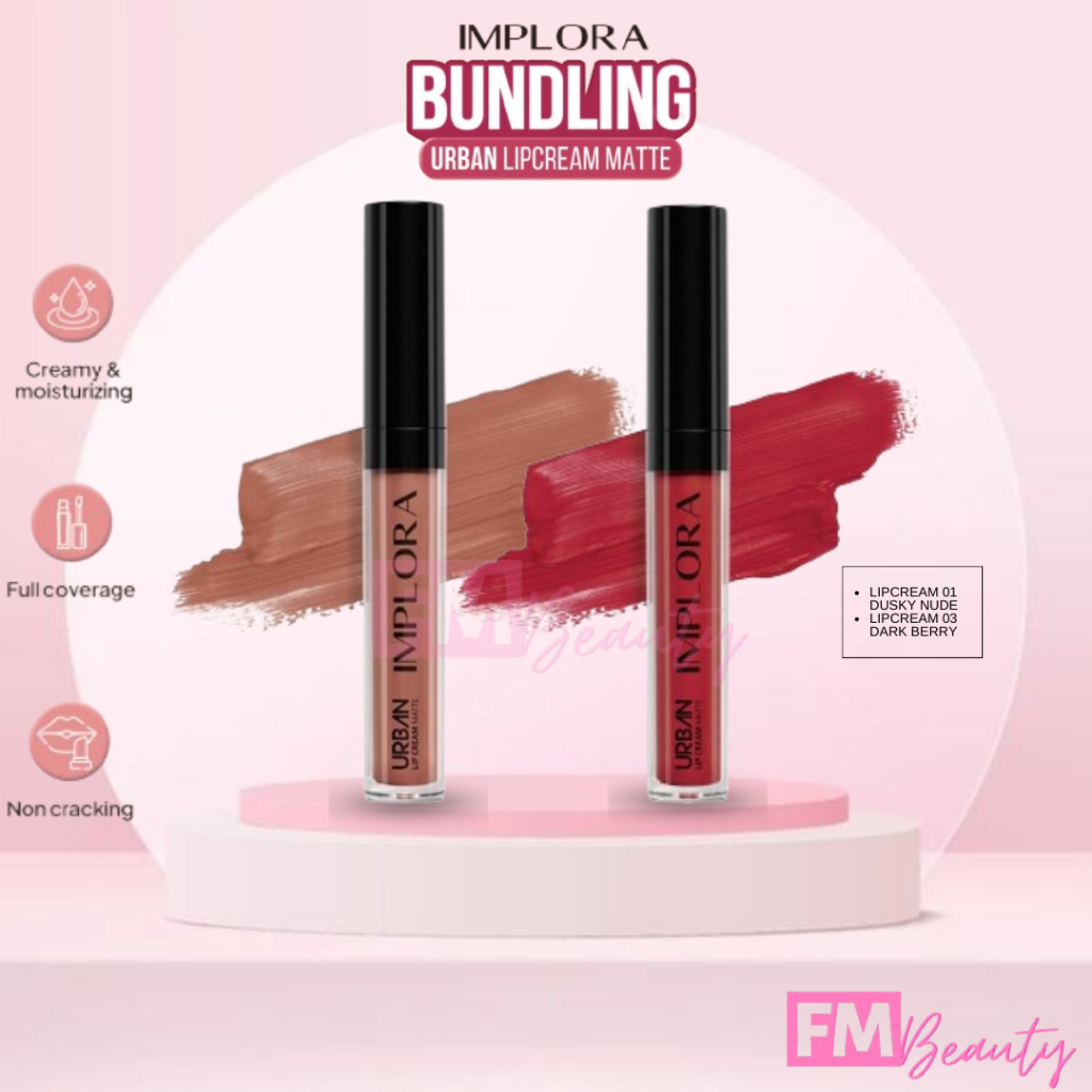 BISA COD Implora 01 Dusky Nude + 03 Dark Berry Paket 1 Set Ombre Urban Lipcream Matte Implora