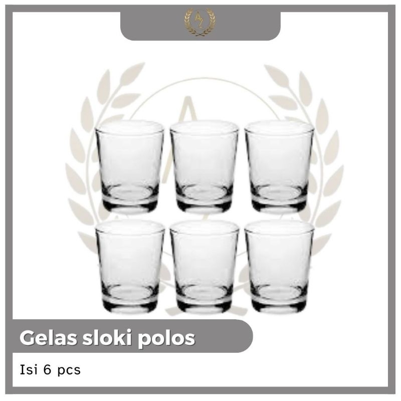 Gelas Sloki Polos - 6pcs / Gelas Kaca Sloki Polos Mini / Gelas Kaca Mini