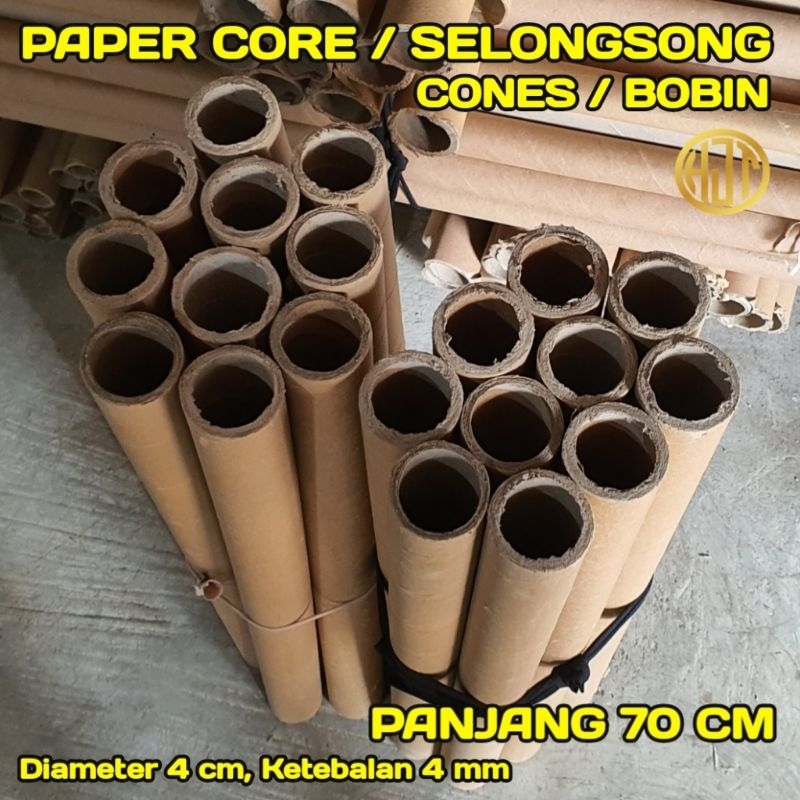 

SELONGSONG/ PAPER CORE/ CONES/ BOBIN KARDUS || DIAMETER 4 CM X PANJANG 70 CM