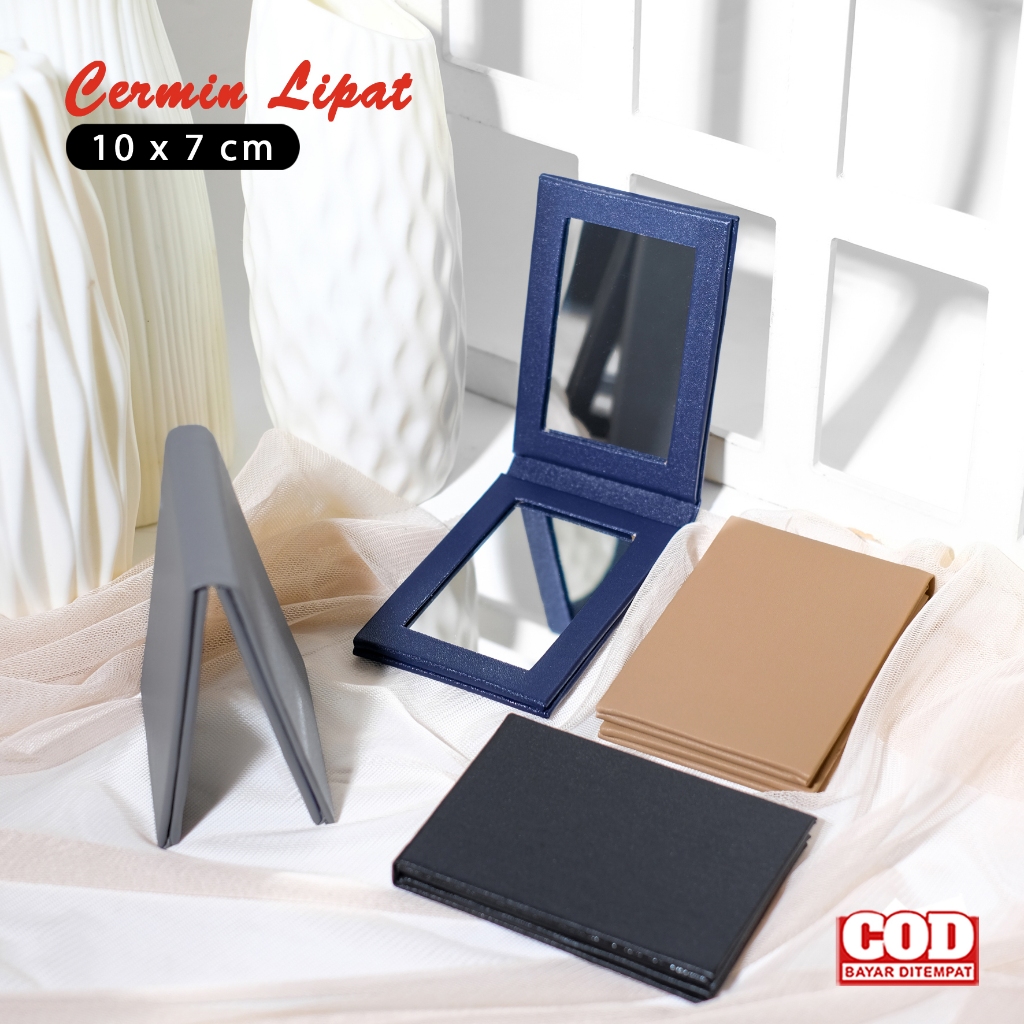 Cermin mini lipat 2 sisi kaca  rias make up cewek cermin travel kecil polos cermin kotak kaca lipat