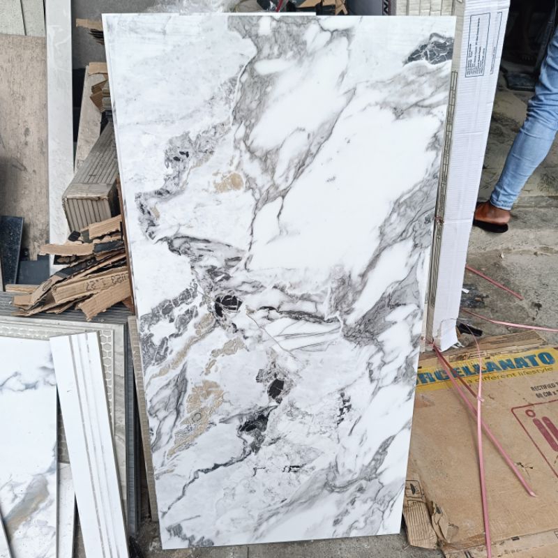 granit lantai 60x120 putih motip marmer torch