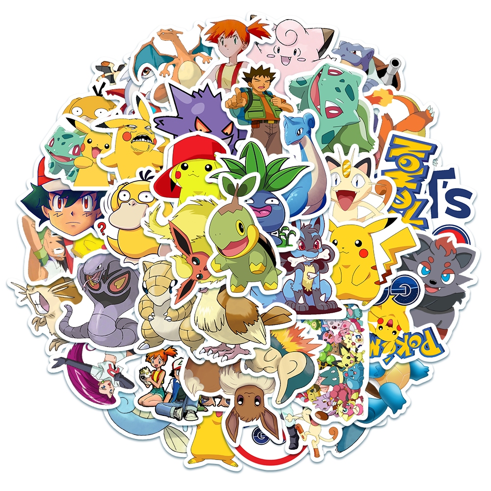 

50 PCS GAYA Pokemon LUCU stiker untuk Buku Tempel/Buku Harian/HP/Dekorasi Laptop/Sticker Helm Tahan Air Vinil/Stiker Tablet Ponsel stiker tahan air berperekat