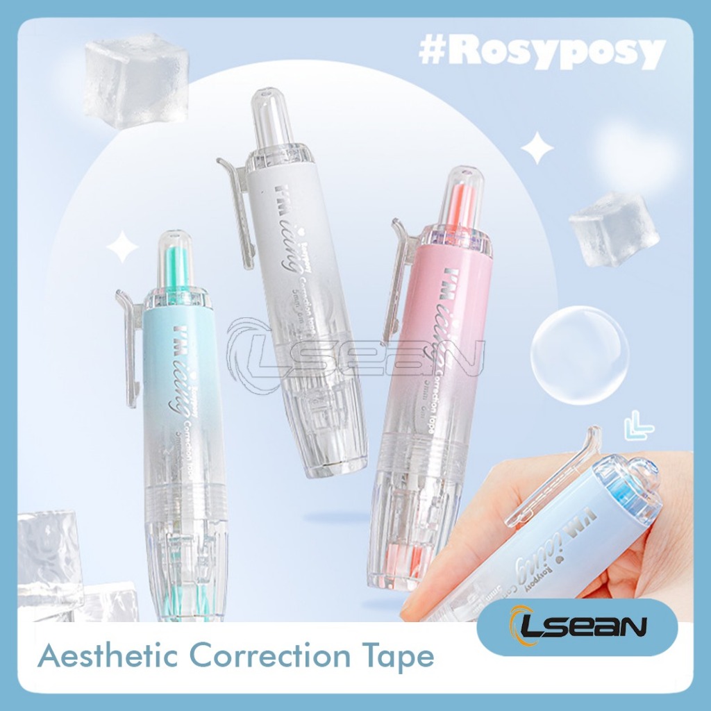 

CORRECTION TAPE ROSY POSY TIPE X KERTAS PITA KOREKSI PENGHAPUS BOLPEN AESTHETIC TRANSPARENT