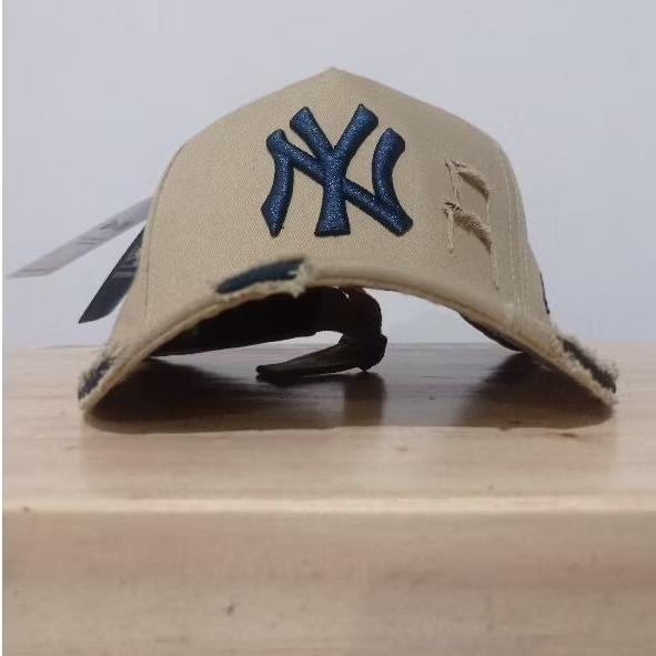 NY Nevy/Bahan Cream/Damage/Pria Wanita/Topi Baseball/Topi MLB/