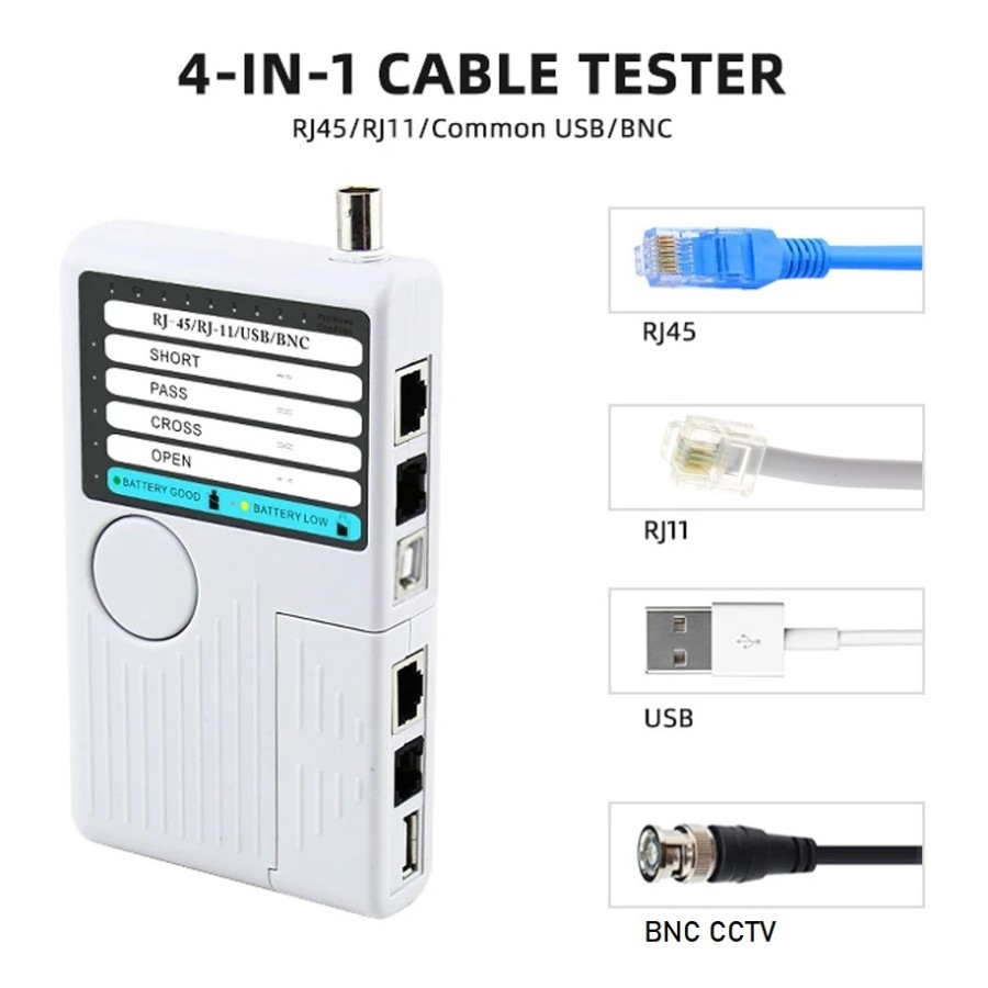 Kabel LAN TESTER 4 in 1 Noyafa NF-3468 RJ45 RJ11 USB BNC Coaxial Kabel CCTV Remote Network Cable RJ-