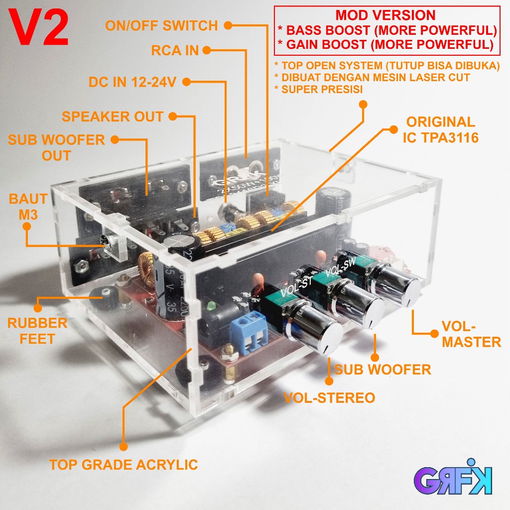 Amplifier XH-M139 (IC TPA3116D2 ORIGINAL). (BASS BOOST, POWER BOOST), NON BLUETOOTH