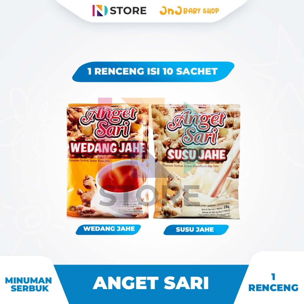 

ANGET SARI WEDANG JAHE/SUSU JAHE/JAHE JERUK NIPIS 1 RENCENG ISI 10 SACHET