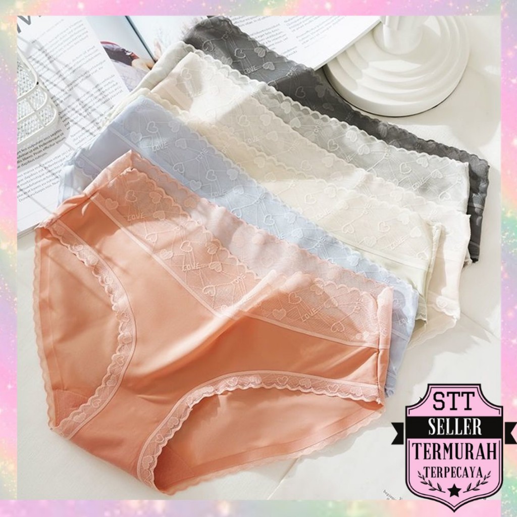 STT 6980 Celana Dalam Wanita Pita RendaTransparan Wanita Seamless Sempak Pita Push Up Sexy Underwear