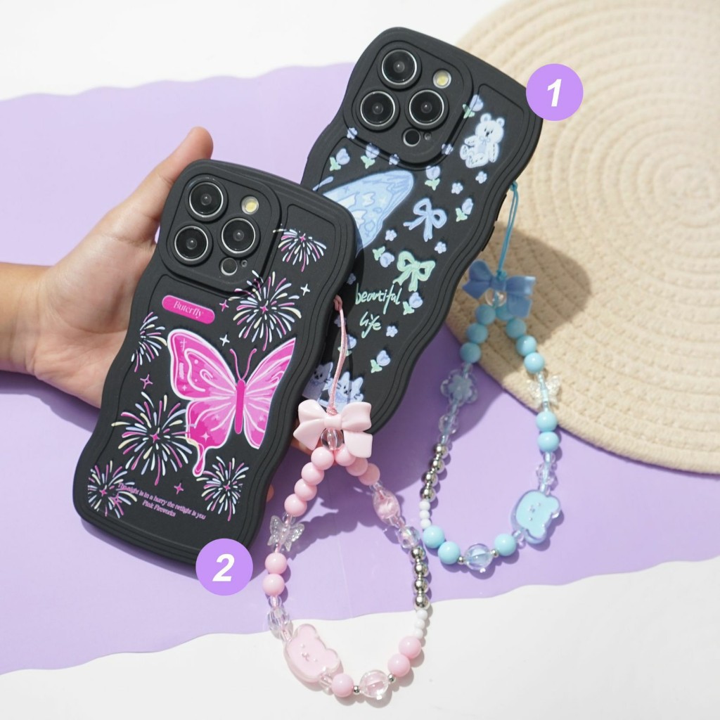 Cassing gelombang motif lucu+tali strap [GH 02] for IPHONE IPHONE 11 IPHONE 11 PRO IPHONE 11 PRO MAX