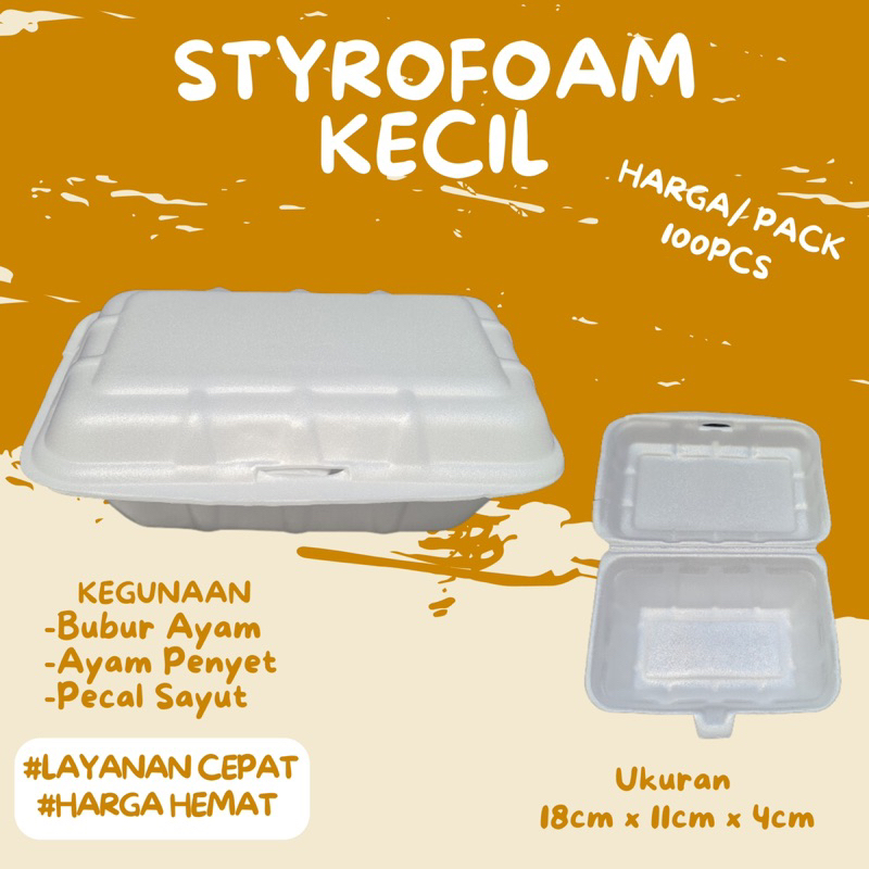 Sterofoam Kecil Isi 100Pcs Box StrofoamKotak Styrofoam Makan Gabus Bubur Ayam Geprek Pecal
