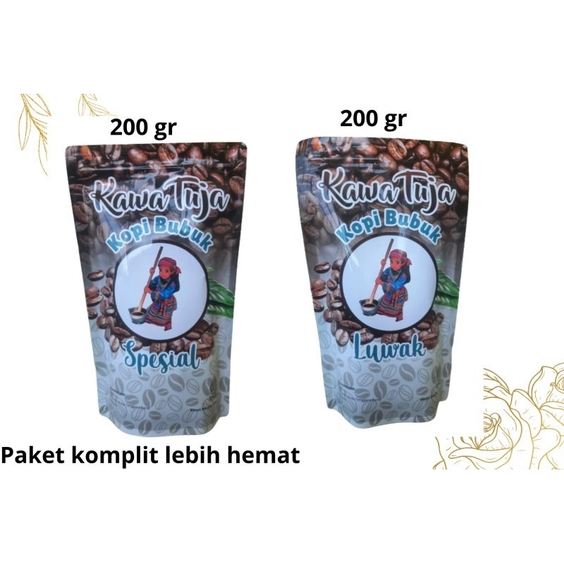 

kopi bubuk paket komplit (spesial 200gr + luwak 200gr)